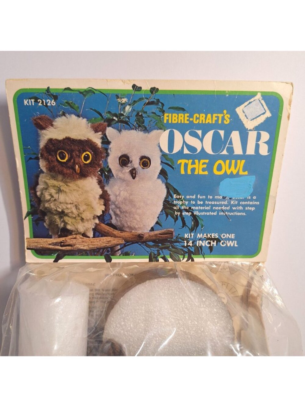 Oscar The Owl Kit 2126 14" Fibre Arts DIY Craft Vintage 70s FCM New Makes 1 Owl - Picture 5 of 10